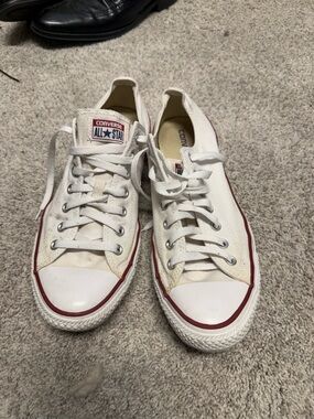 Converse White Low Top Sneakers with Red Trim